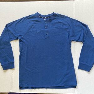 Gap Blue Long Sleeve Henley Shirt Men's size large
